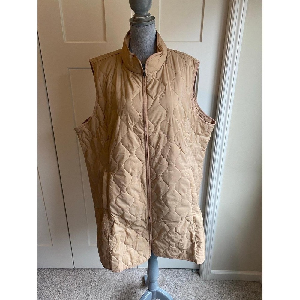 Coldwater Creek Quilted Vest 3X Women Lagen Long Neutral Puffer Lightweight scas